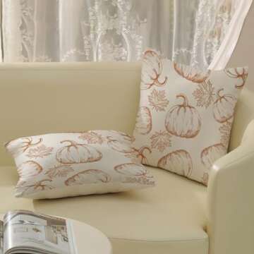 Fall Pumpkin Pillow Covers Set of 2 for Cozy Decor