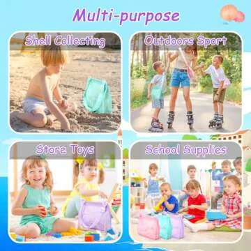 Tagitary Beach Toy Mesh Bag Set for Kids - 3 Colorful Bags