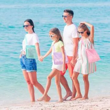 Tagitary Beach Toy Mesh Bag Set for Kids - 3 Colorful Bags