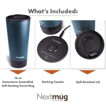 Nextmug Go - Temperature-Controlled, Self-Heating Travel Mug (Slate Blue - 16 oz.)
