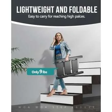 WOA WOA Step Ladder, Portable Lightweight Home Ladder, Folding Step Stool with Widening Pedals, Kitc...