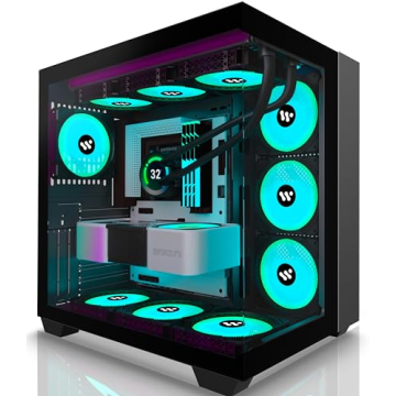 AMANSON PC Case with Pre-Install 9 ARGB Fans, ATX Mid Tower Design