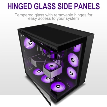 AMANSON PC Case with 9 ARGB Fans and Tempered Glass Design