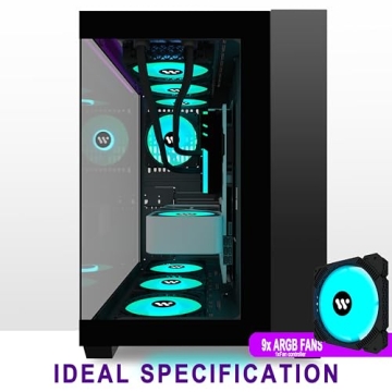 AMANSON PC Case with 9 ARGB Fans and Tempered Glass Design