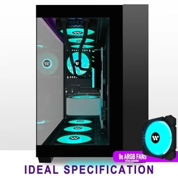 AMANSON PC Case with 9 ARGB Fans and Tempered Glass Design