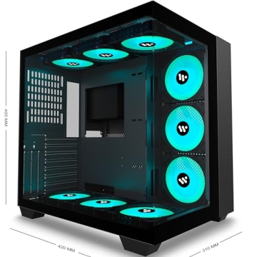 AMANSON PC Case with 9 ARGB Fans and Tempered Glass Design