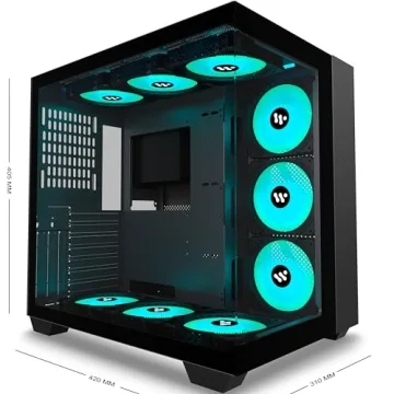 AMANSON PC Case with 9 ARGB Fans and Tempered Glass Design