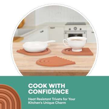Outlery Heat Resistant Silicone Trivets Set of 3 - Kitchen