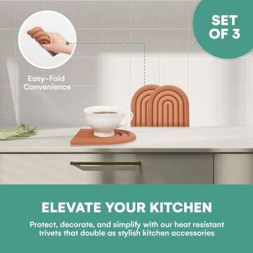 Outlery Heat Resistant Silicone Trivets Set of 3 - Kitchen