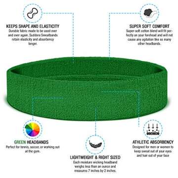 Suddora Sweatbands Set, Moisture Wicking 2 Wristbands and 1 Headband, Breathable Terry Cloth Athleti...
