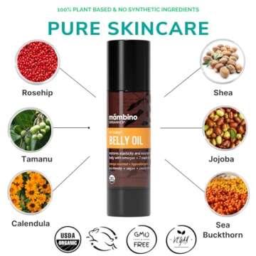 Mambino Organics Oh Baby! Belly Oil – Organic Elasticity Oil with Egyptian Calendula, Vietnamese T...