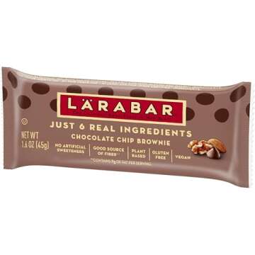 Larabar Chocolate Chip Brownie, Gluten Free Vegan Fruit & Nut Bar, 16 Ct