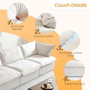 JACH V Shape Modern Sectional Couch - Stylish & Comfortable