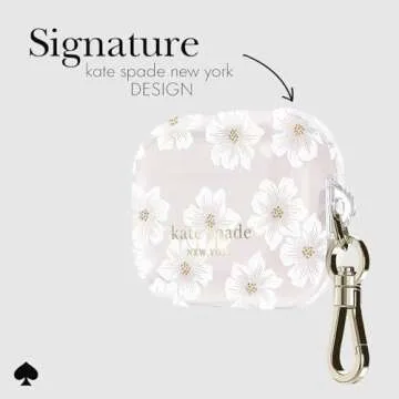 kate spade new york AirPods Pro Protective Case with Keychain Ring - Hollyhock Cream, Compatible with AirPods Pro 2nd/ 1st Generation