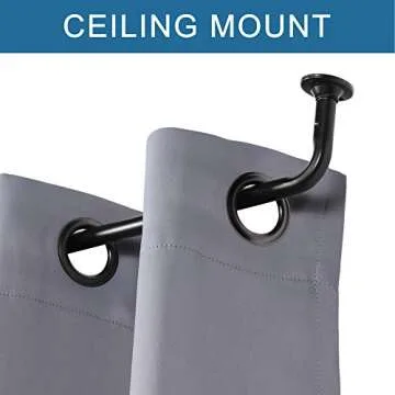 H.VERSAILTEX 2 Pack Single Curtain Rods Wrap Around Curtain Rods Set Room Darkening Wrap Curtain Rods for Windows 48 to 86 Inch, 5/8 Inch Diameter, Black