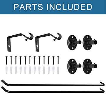 H.VERSAILTEX 2 Pack Single Curtain Rods Wrap Around Curtain Rods Set Room Darkening Wrap Curtain Rods for Windows 48 to 86 Inch, 5/8 Inch Diameter, Black