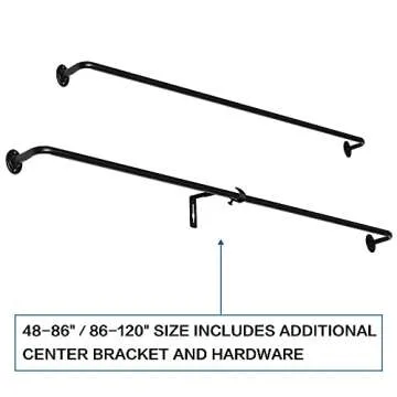 H.VERSAILTEX 2 Pack Single Curtain Rods Wrap Around Curtain Rods Set Room Darkening Wrap Curtain Rods for Windows 48 to 86 Inch, 5/8 Inch Diameter, Black
