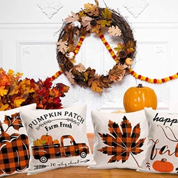 Aremetop Pumpkin Patch Pillow Covers for Cozy Fall Decor
