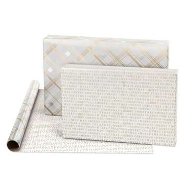 American Greetings 80 sq. ft. Gold Wrapping Paper Bundle (Snowflakes) for Christmas, New Years, and All Holidays (4 Rolls 30 in. x 8 ft.)