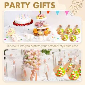 Baderke 12 Sets 5 oz Mini Glass Bottle with Cork Lids Round Small Decorative Jar Ball Shaped Glass Potion Bottles with Tags, Ropes and Funnels for DIY Crafts Wedding Birthday Party Favor Gift