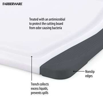 Farberware Nonslip Poly Cutting Board for Safe Meal Prep