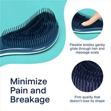 Crave Naturals Glide Thru Detangling Hair Brush for Adults and Kids - Detangler Brush for Curly or Straight, Wet or Dry Hair - Gentle on Tangles Hair Comb - 7.5x3-Inch, Turquoise and Pink (Pack of 2)