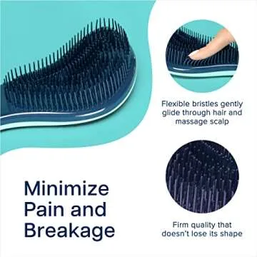 Crave Naturals Glide Thru Detangling Hair Brush for Adults and Kids - Detangler Brush for Curly or Straight, Wet or Dry Hair - Gentle on Tangles Hair Comb - 7.5x3-Inch, Turquoise and Pink (Pack of 2)