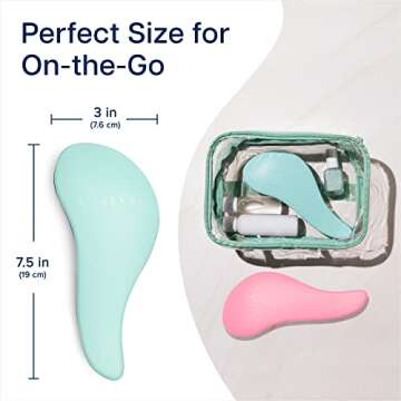 Crave Naturals Glide Thru Detangling Hair Brush for Adults and Kids - Detangler Brush for Curly or Straight, Wet or Dry Hair - Gentle on Tangles Hair Comb - 7.5x3-Inch, Turquoise and Pink (Pack of 2)