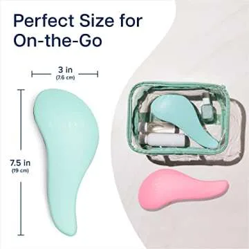 Crave Naturals Glide Thru Detangling Hair Brush for Adults and Kids - Detangler Brush for Curly or Straight, Wet or Dry Hair - Gentle on Tangles Hair Comb - 7.5x3-Inch, Turquoise and Pink (Pack of 2)