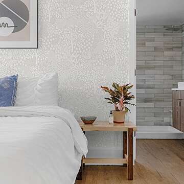 Tempaper Folk White Woodland Fantasy Peel and Stick Wallpaper