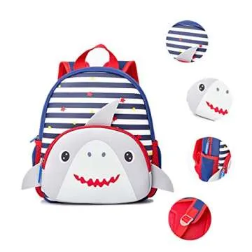 KK CRAFTS Toddler Backpack, Waterproof Preschool Backpack, 3D Cute Cartoon Neoprene Animal Schoolbag for Kids, Lunch Box Carry Bag for 1-6 Years Boys Girls,Shark