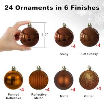 Bronze 3.2" Large Christmas Balls - Christmas Tree Decoration Ornaments Shatterproof Hanging Balls f...