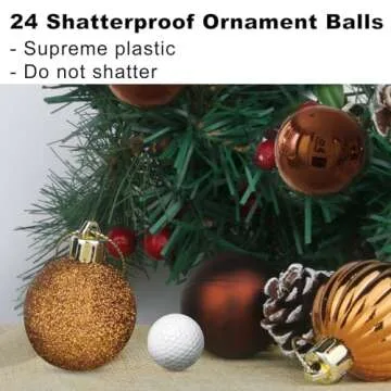 Bronze 3.2" Shatterproof Christmas Balls for Holiday Decor