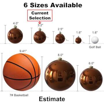 Bronze 3.2" Large Christmas Balls - Christmas Tree Decoration Ornaments Shatterproof Hanging Balls for Birthday Halloween Holiday Wedding Decorations Set of 24pcs