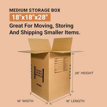 AVIDITI Shipping Boxes Small 18"L x 18"W x 28"H, 5-Pack | Cardboard Box for Packing, Moving and Stor...