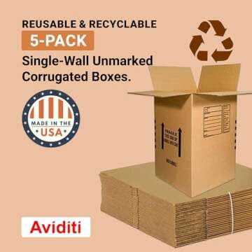 AVIDITI Shipping Boxes Small 18"x18"x28", 5-Pack