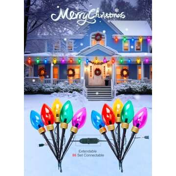 11Feet 5 LED Super Jumbo Christmas String Lights or Pathway Marker Lights, Outdoor Xmas Decorations- Jumbo C9 Hanging Lights Waterproof Lawn Dec for Holiday Home Tree Roof Yard Garden, Multicolor
