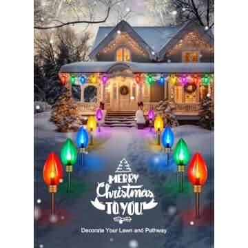 11Feet 5 LED Super Jumbo Christmas String Lights or Pathway Marker Lights, Outdoor Xmas Decorations- Jumbo C9 Hanging Lights Waterproof Lawn Dec for Holiday Home Tree Roof Yard Garden, Multicolor