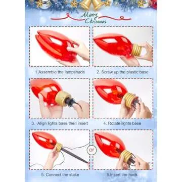 11Feet 5 LED Super Jumbo Christmas String Lights or Pathway Marker Lights, Outdoor Xmas Decorations- Jumbo C9 Hanging Lights Waterproof Lawn Dec for Holiday Home Tree Roof Yard Garden, Multicolor