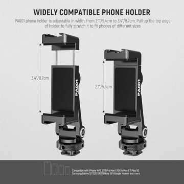 NEEWER Metal Phone Tripod Mount with Cold Shoe Mounts, Freely Adjustable Joints Universal Phone Holder Compatible with iPhone 15 Pro Max Samsung Galaxy Google Pixel Canon Nikon Sony Camera Cage, PA001