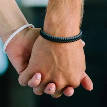 Enso Silicone Bracelet – Beaded Stackable Bracelet - Hypoallergenic Rubber Wristband – Comfortable Flexible Band for Active Lifestyle - Medical Grade Silicone (White, L)