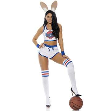 Forplay Women's Bunny Squad Sexy Movie Character Costume Adult Costume, White, S/M
