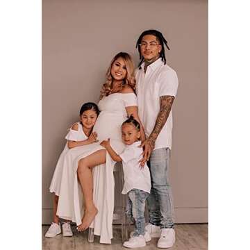 YMDUCH Women's Off Shoulder High Split Long Formal Party Dress Evening Gown White