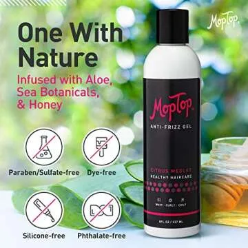 MopTop Anti Frizz Hair Gel for Curly, Wavy Hair