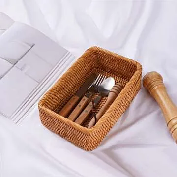 FIYAMMY Rattan Baskets - Rustic Storage Set of 3