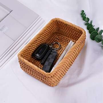 FIYAMMY Rattan Baskets - Rustic Storage Set of 3