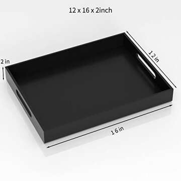 NIUBEE Acrylic Serving Tray 12x16 Inches -Spill Proof- Decorative Tray Organiser for Ottoman Coffee ...