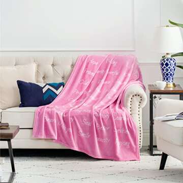Bedsure Breast Cancer Blanket - Pink Healing Blanket with Positive Energy Sympathy Gift for Women