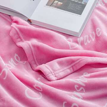 Bedsure Breast Cancer Blanket - Pink Healing Blanket with Positive Energy Sympathy Gift for Women