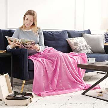 Bedsure Breast Cancer Blanket - Pink Healing Blanket with Positive Energy Sympathy Gift for Women